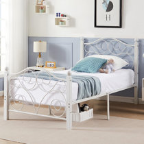 White metal store bed frame twin